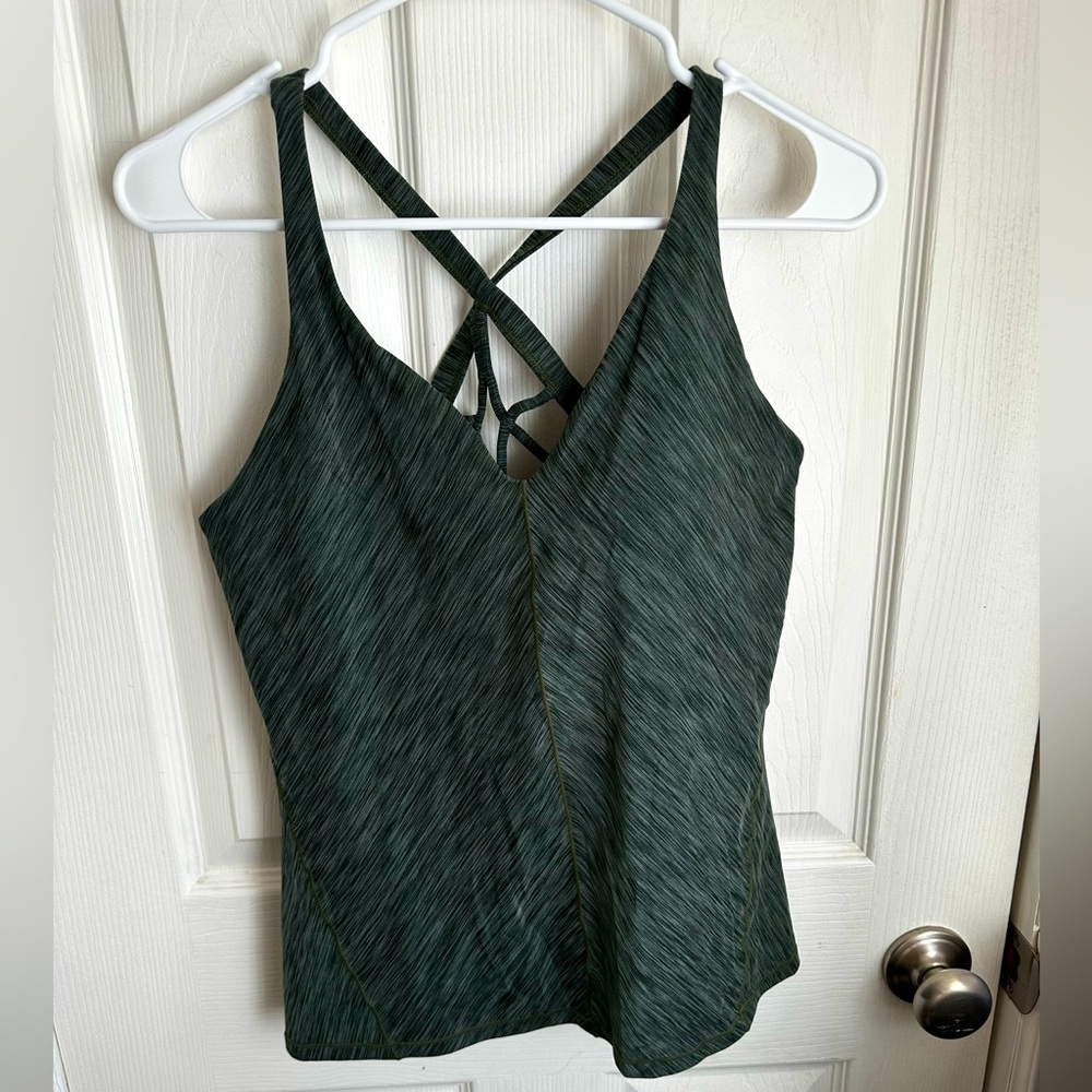 Prana heather green yoga top.